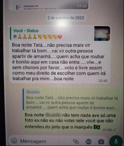 Diarista demitida por opini